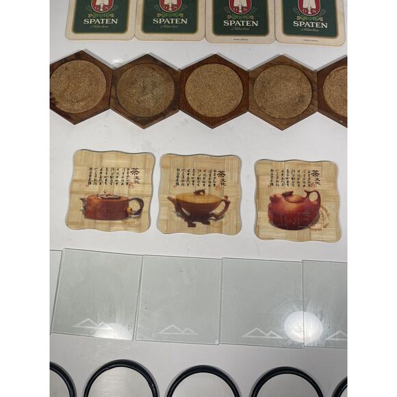 Set Of 31 Drink Coasters Glass / Round / Japanese /beer / Crystal Vintage RARE - Picture 6 of 12